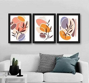 kit 3 quadros floral color