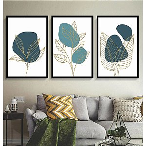 kit 3 quadros floral color