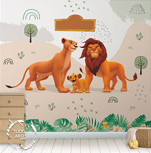 Papel de Parede Infantil  Rei Leão Personalizado com Nome- Decoração Quarto Infantil Auto Colante