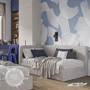 Papel de Parede Adesivo Abstrato Azul e Branco – Estilo Moderno para Quarto Masculino, Juvenil ou Escritório