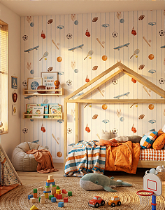 Papel de Parede para quarto tema esportes clean