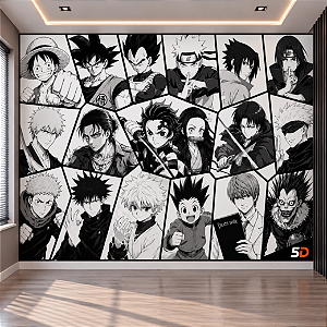 papel de parede anime, preto e branco, geek e quarto gamer