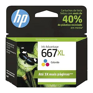 Cartucho de Tinta HP 667 XL Colorido Advantage de Alto Rendimento Original