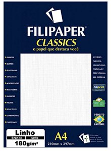 Filipaper Linho 180g/m² A4 Branco com 50 folhas