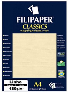 Filipaper Linho 180g/m² A4 Creme com 50 folhas