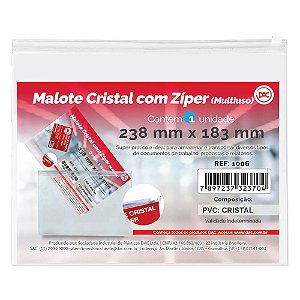 Malote Cristal com Zíper 23,8 x 18,3 cm DAC – 1006