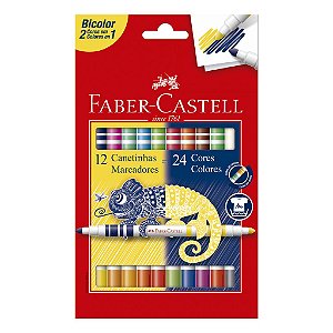 Canetinha Hidrográfica Faber-Castell Bicolor 24 Cores