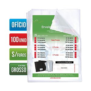 Envelope Plástico DAC Ofício com espessura Extra Grosso e sem Furos – 100 unid
