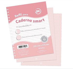 Refil de Folhas Rosas 90g Universitário destacáveis (tira e põe) com 48 Folhas Caderno SMART