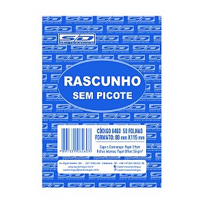 Bloco Rascunho s/ Picote - 50 folhas - 80mmx115mm