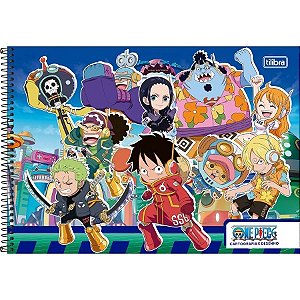 CADERNO DE CARTOGRAFIA E DESENHO ESPIRAL CAPA DURA ONE PIECE 80 FOLHAS
