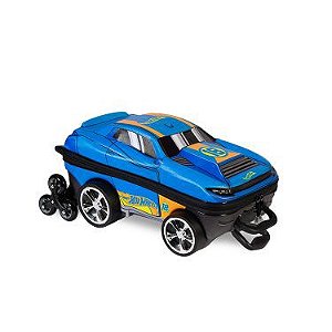 Mala Infantil Hotwheels D-Muscle Azul Maxtoy Diplomata com Rodinha Tripla