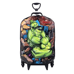 Mala Infantil Avengers Hulk Maxtoy Diplomata com Rodinha Tripla