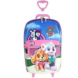 Mala Infantil Paw Patrol Pet Shop Rosa Maxtoy Diplomata com Rodinha Tripla