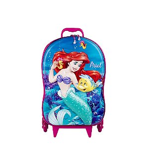 Mala Infantil Disney Pequena Sereia Ariel Maxtoy Diplomata com Rodinha Tripla