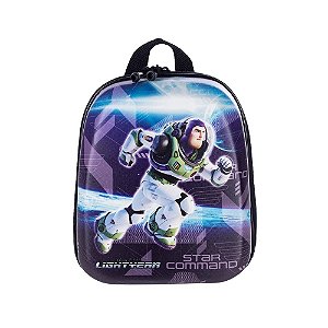 Mochila Infantil Disney Pixar Buzz Lightyear Azul Maxtoy Diplomata com Alça de Costas