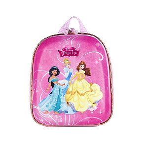 Mochila Infantil Disney Princesas Rosa Maxtoy Diplomata com Alça de Costas