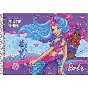 Caderno Cartografia Capa Dura Plus Barbie Dreamtopia 80 Folhas - Milimetrado