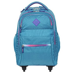 Mochila Carrinho 4 Rodas Sestini Rolling Degradê Azul Caribe