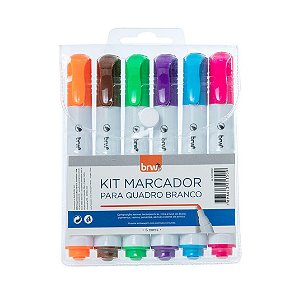 Marcador quadro branco - blister c/ 6 cores