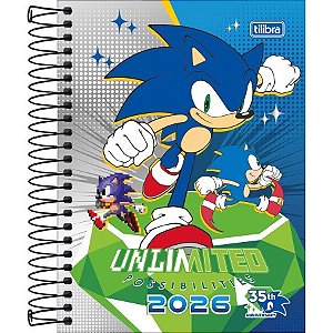 Agenda Espiral Diária 11,7 x 16,4 cm Sonic 2026
