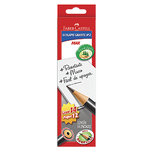 Ecolápis Grafite Faber-Castell Max Preto Redondo caixa com 14 unidades