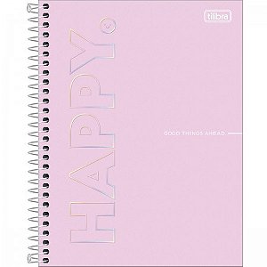 CADERNO ESPIRAL CAPA DURA COLEGIAL 10 MATÉRIAS HAPPY 160 FOLHAS