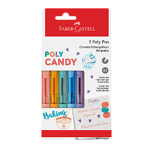 Caneta Esferográfica Poly Pen 0.7 Faber-Castell - Candy Colors, 5 Cores