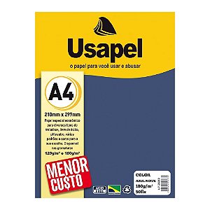 Papel A4 Color Usapel Azul Noite 180g Pacote com 50 Folhas