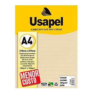 Papel Vergê A4 Creme 50 folhas 180g/m² - Usapel