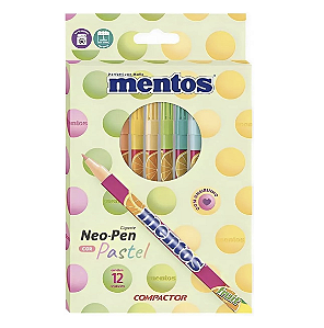 Caneta Hidrográfica Neo Pen Gigante Mentos 12 Cores Pastel Compactor