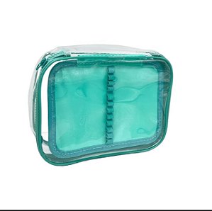 ESTOJO EM PVC CRISTAL DAC COM DIVISÃO VERDE