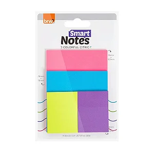 BLOCO SMART NOTES COLORFUL - COLORIDO CÍTRICO - 25FLS - 4 BLOCOS - BRW