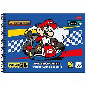 Caderno Cartografia Capa Dura Super Mario 80 Folhas