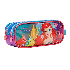 Estojo Duplo Escolar Princesa Disney Ariel Metálica