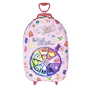 Mala Infantil Divertidamente Roleta Rosa Maxtoy Diplomata com Rvodinha Tripla
