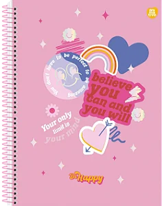 Caderno Universitário 1 Matéria Capa Dura Be Happy