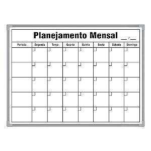 Quadro Branco Planejamento Mensal 90cmx60cm Souza