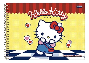 Caderno Cartografia Hello Kitty Capa Dura 80 Folhas