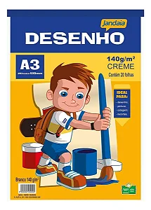 Bloco Desenho Creme A3 140g/m² 20fls - Jandaia