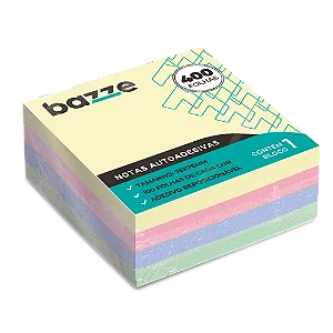 Notas Autoadesivas - 76mm X 76mm - Polybag C/1 Bloco x 400 Folhas - Bazze