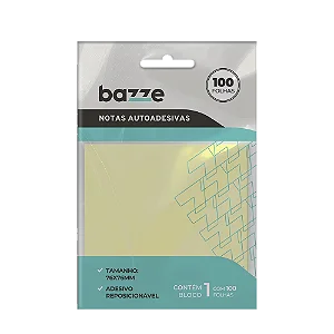 Notas Autoadesivas - 76mm X 76mm - Polybag C/1 Bloco x 100 Folhas - Bazze
