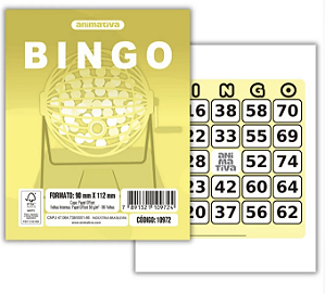 Bloco para Bingo Amarelo 90 x 112 mm com 96 Folhas - Animativa
