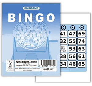 Bloco para Bingo Azul 90 x 112 mm com 96 Folhas - Animativa