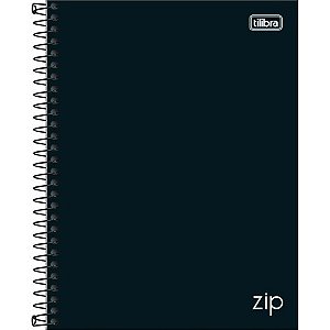 Caderno Espiral Capa Dura Colegial 10 Matérias Zip Preto 160 Folhas Tilibra