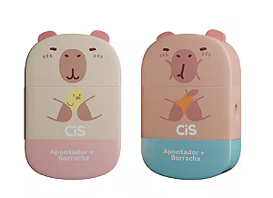 Apontador com depósito e borracha Capivara Sortidos - Unidade