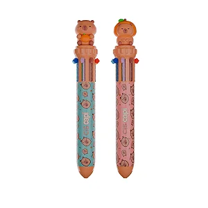 Caneta esferográfica 0.7mm 10 cores Capivara Sortidos - Unidade