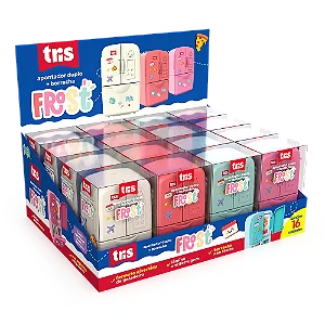 Apontador Duplo com Depósito + Borracha Frost Sortidas - Unidade Tris