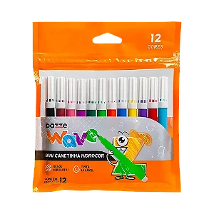 Hidrocor Mini Ponta Fina Wave 12 Cores Bazze