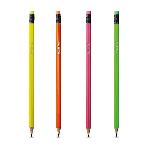 Lápis Grafite com Borracha HB Neon Sortidos - Unidade Bazze